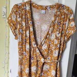 Yellow wrap dress (M)